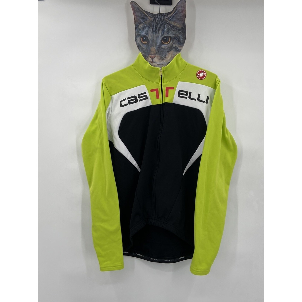 Castelli Cycling Contatto Men's Sweater Size XL Balck/White/Green Full Zip